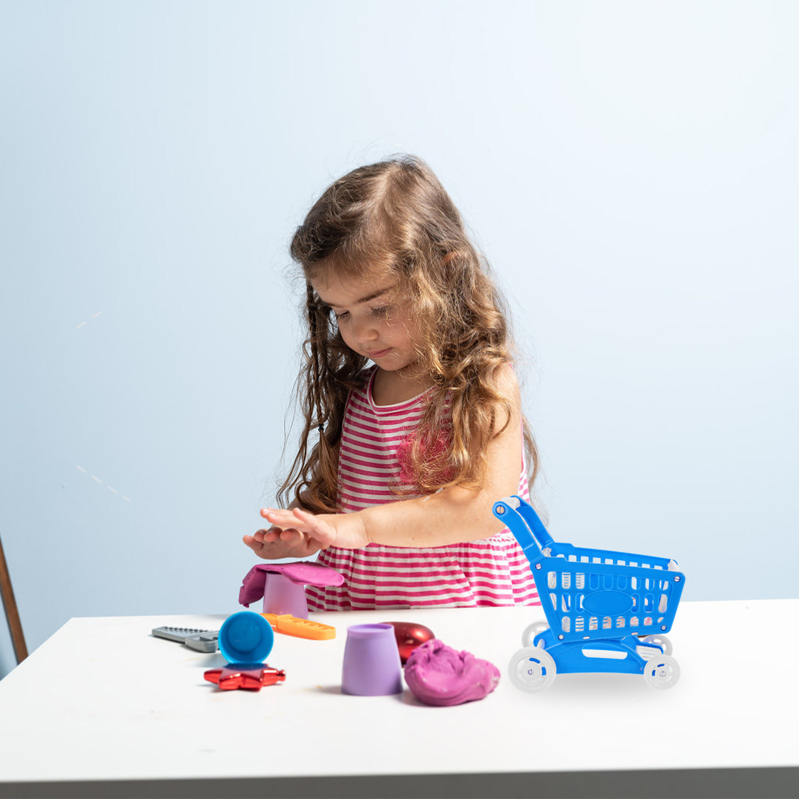 Kids Indoor Outdoor Cart - Mini-supermarkt winkelwagentje blauw realistisch klein boodschappenmandje