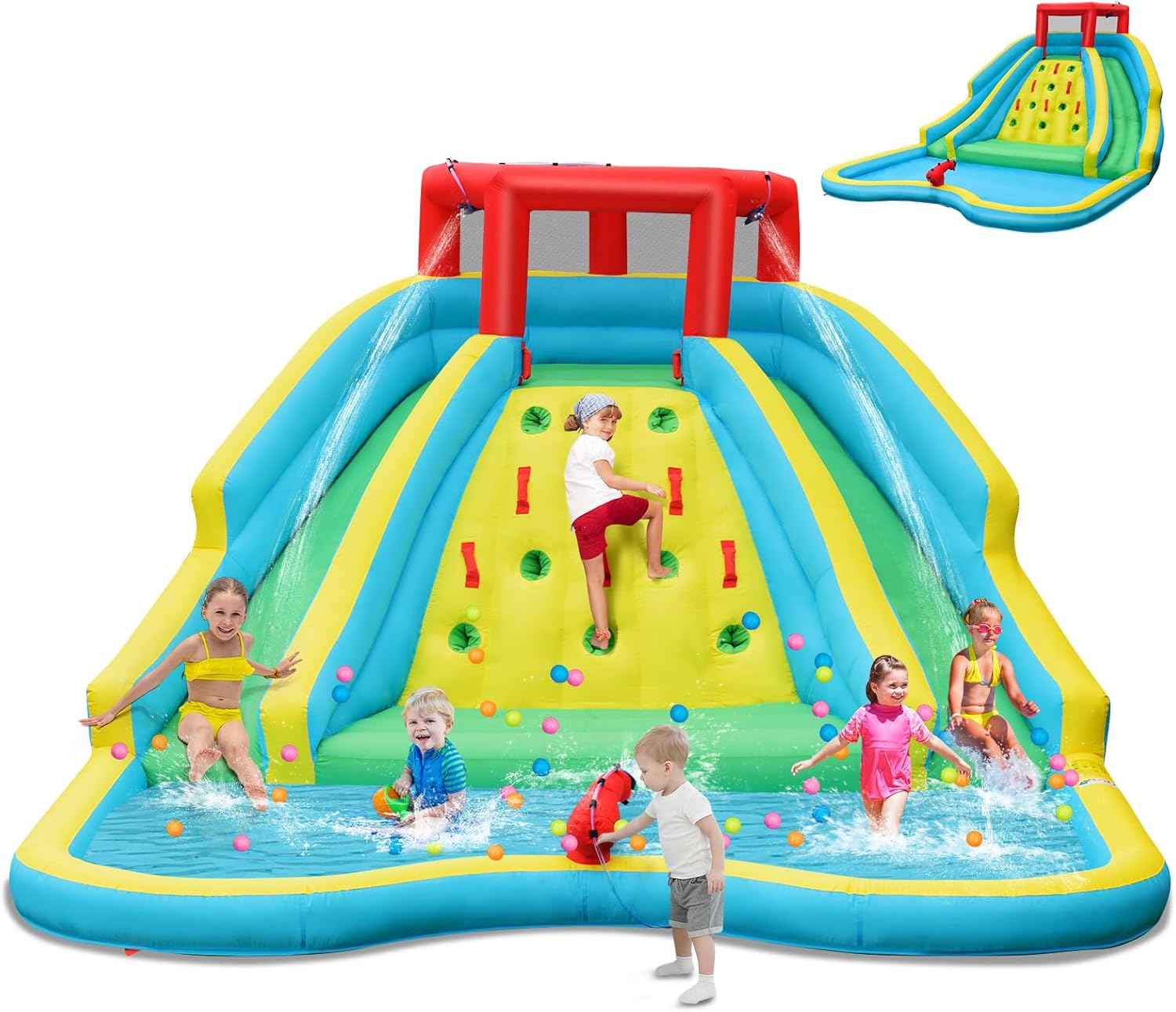 Kids Outdoor Climbing Wall - Reuze opblaasbare waterglijbaan voor kinderen, buitenwaterpark