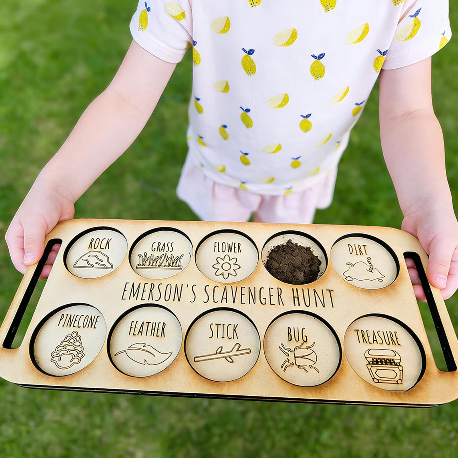 Kids Outdoor Scavenger Hunt - Scavenger Hunt voor kinderen Houten natuurtafel