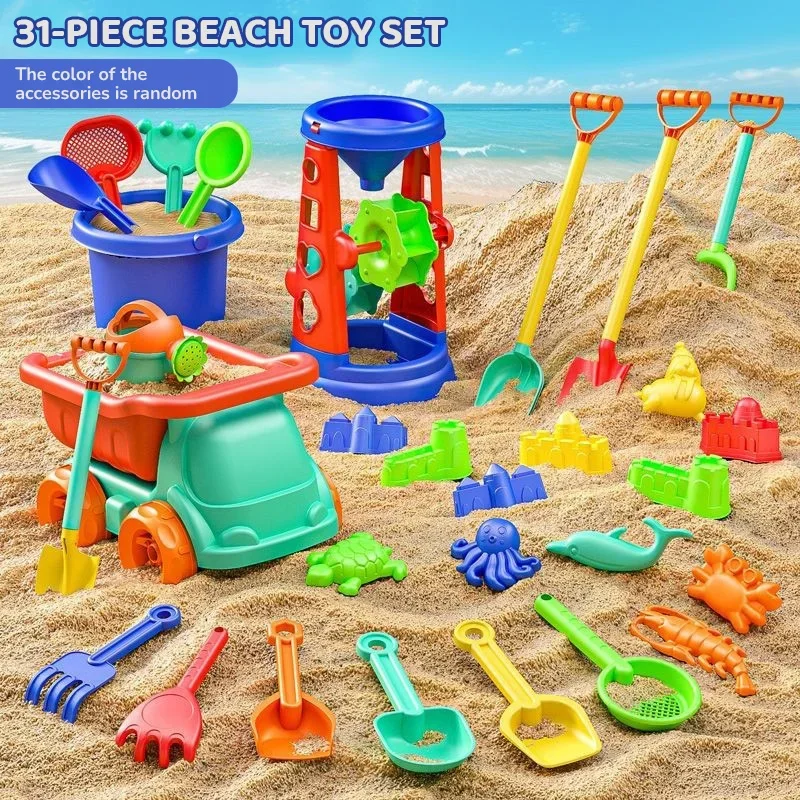 Kids Indoor Outdoor Cart - 31PC Strand Speelgoed Set Zand-graven Gereedschap