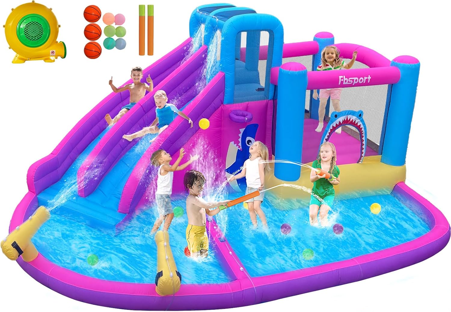 Kids Outdoor Climbing Wall - Tweelingwaterglijbaan opblaasbare springkasteel voor kinderen, inclusief
