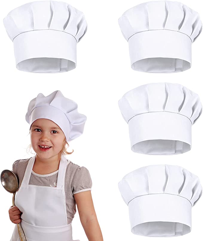 Kids Outdoor Kitchen Accessories - 4 stuks witte party petjes kinderkokmuts