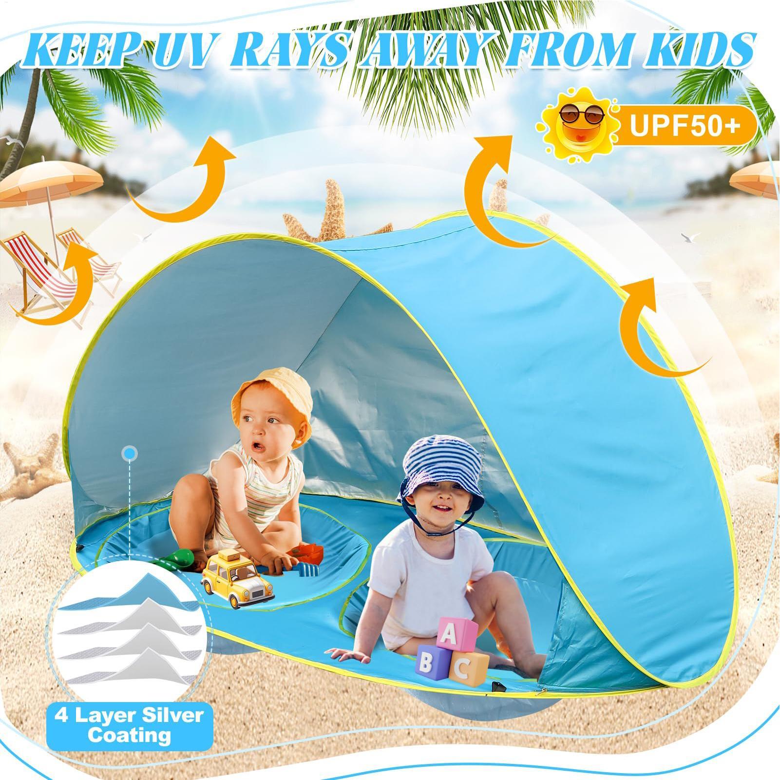 Kinderstrandtent met zwembad,  - Kids Outdoor Wagon recensie en prijs