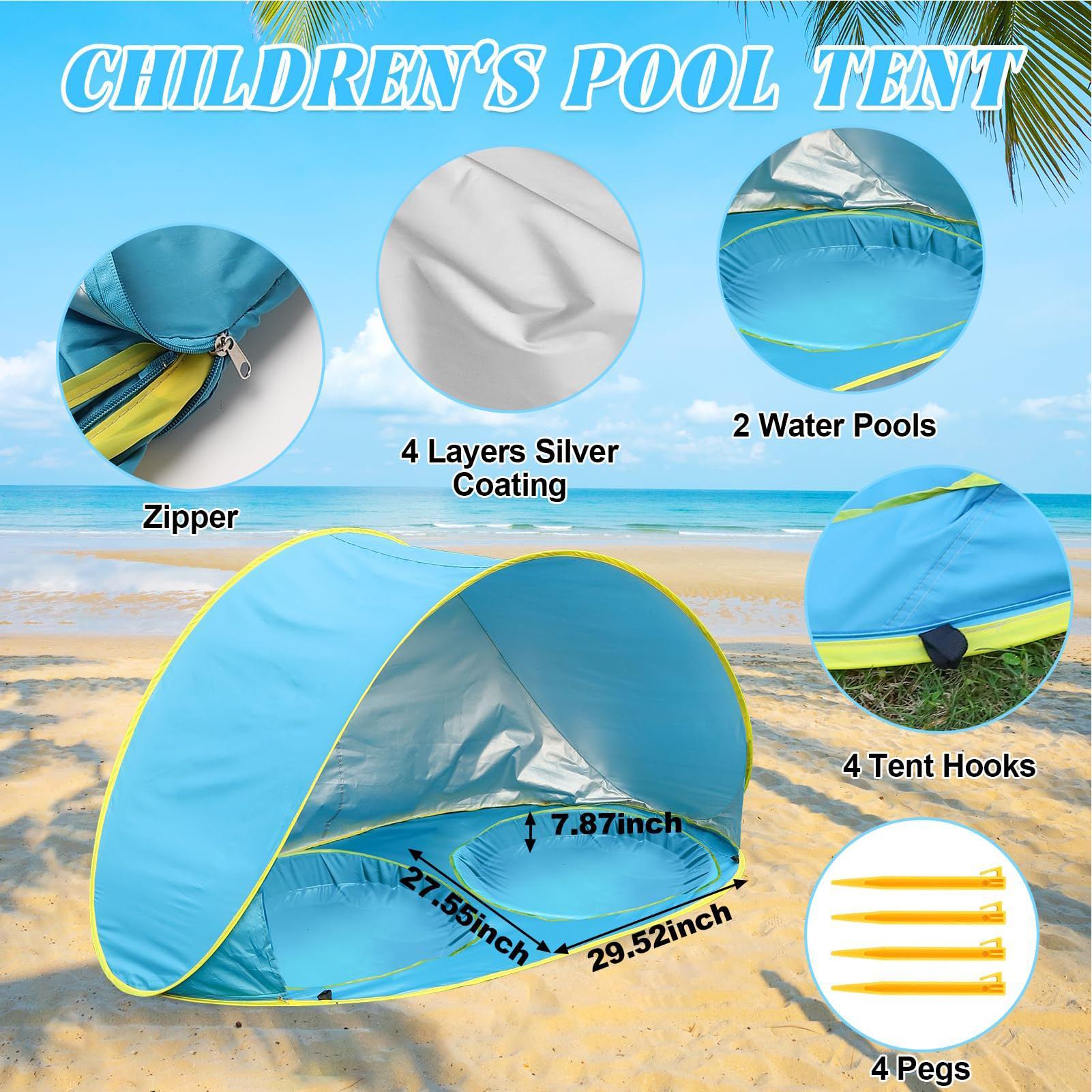 Kinderstrandtent met zwembad,  - Kids Outdoor Wagon recensie en prijs
