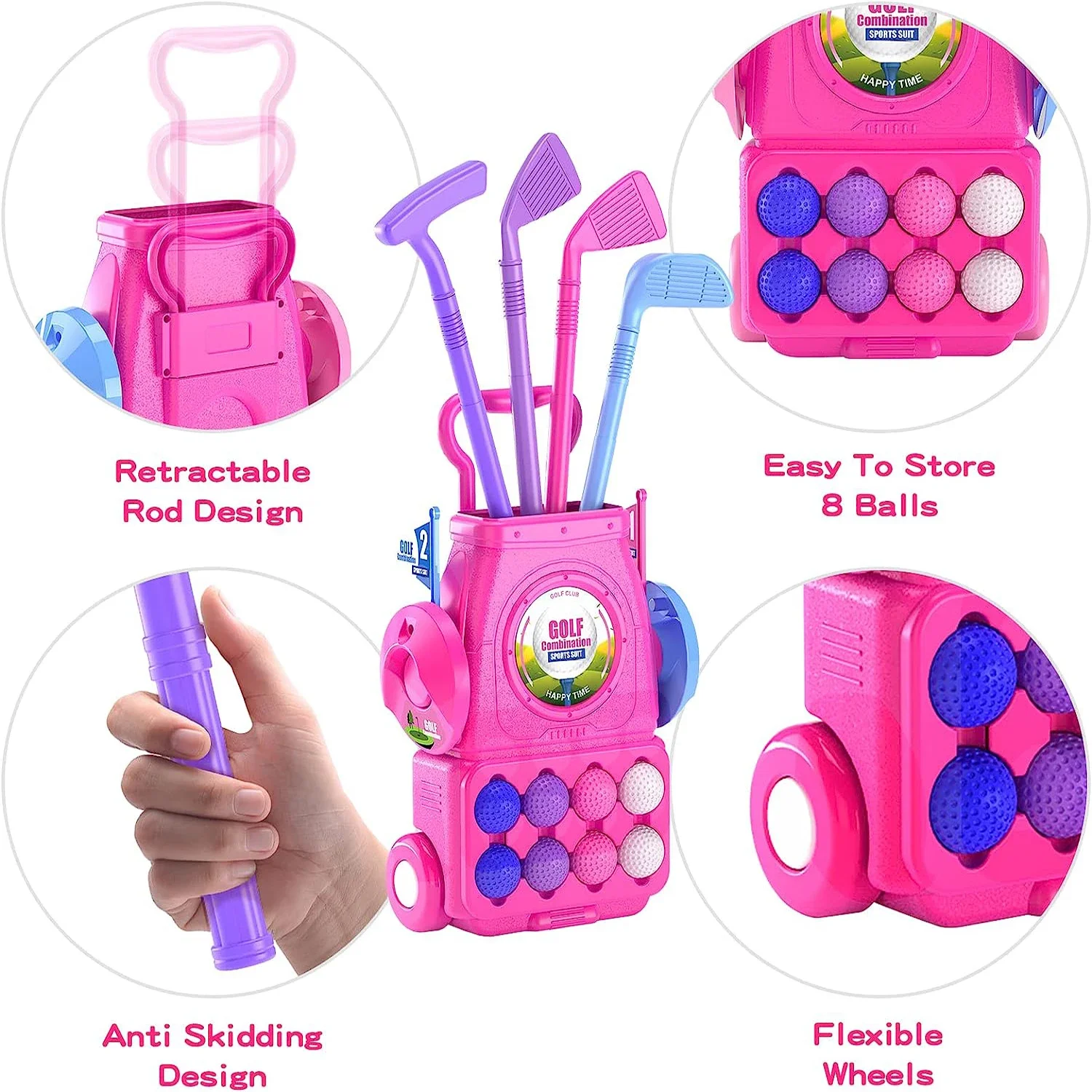 Roze golfclubset voor kinderen - Kids Indoor Outdoor Cart recensie en prijs