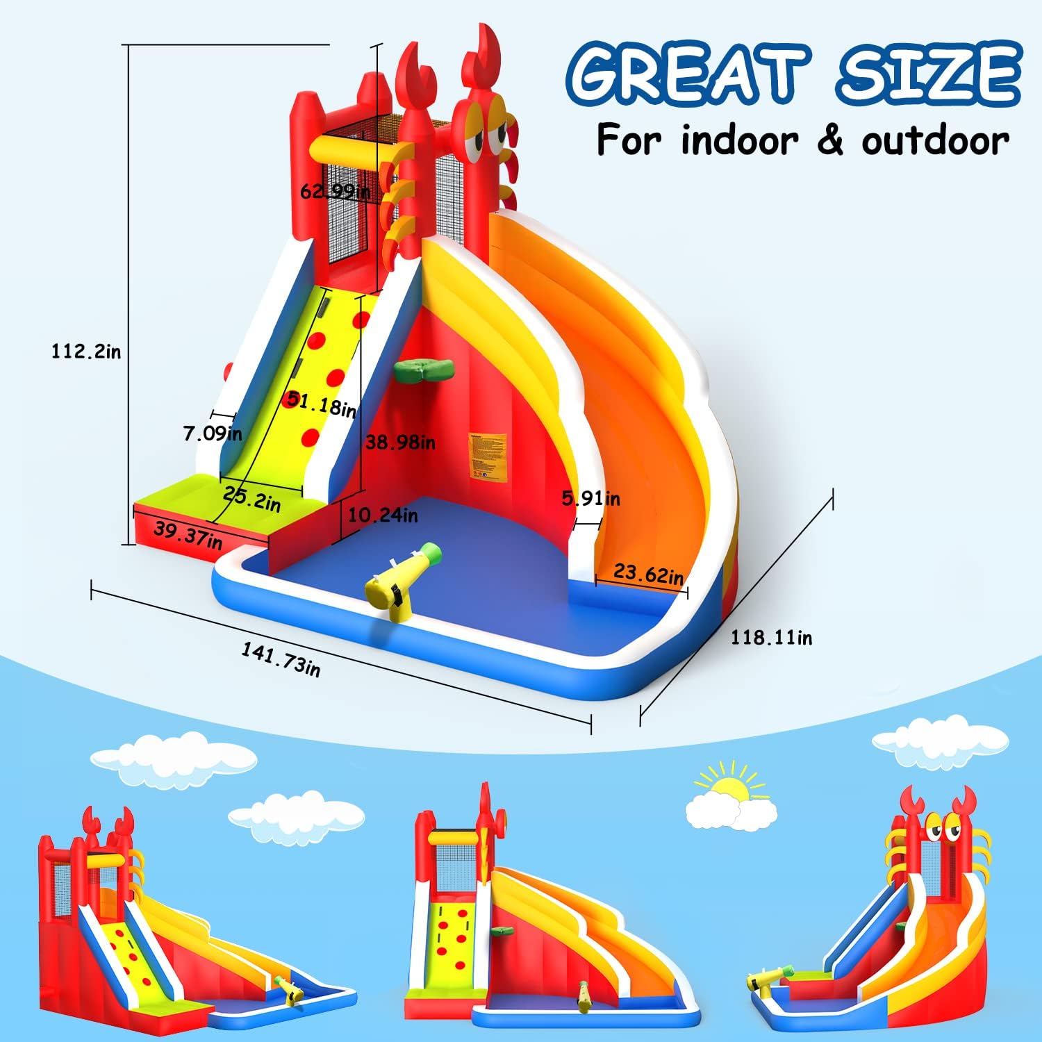 Grote opblaasbare springkastee - Kids Outdoor Climbing Wall recensie en prijs
