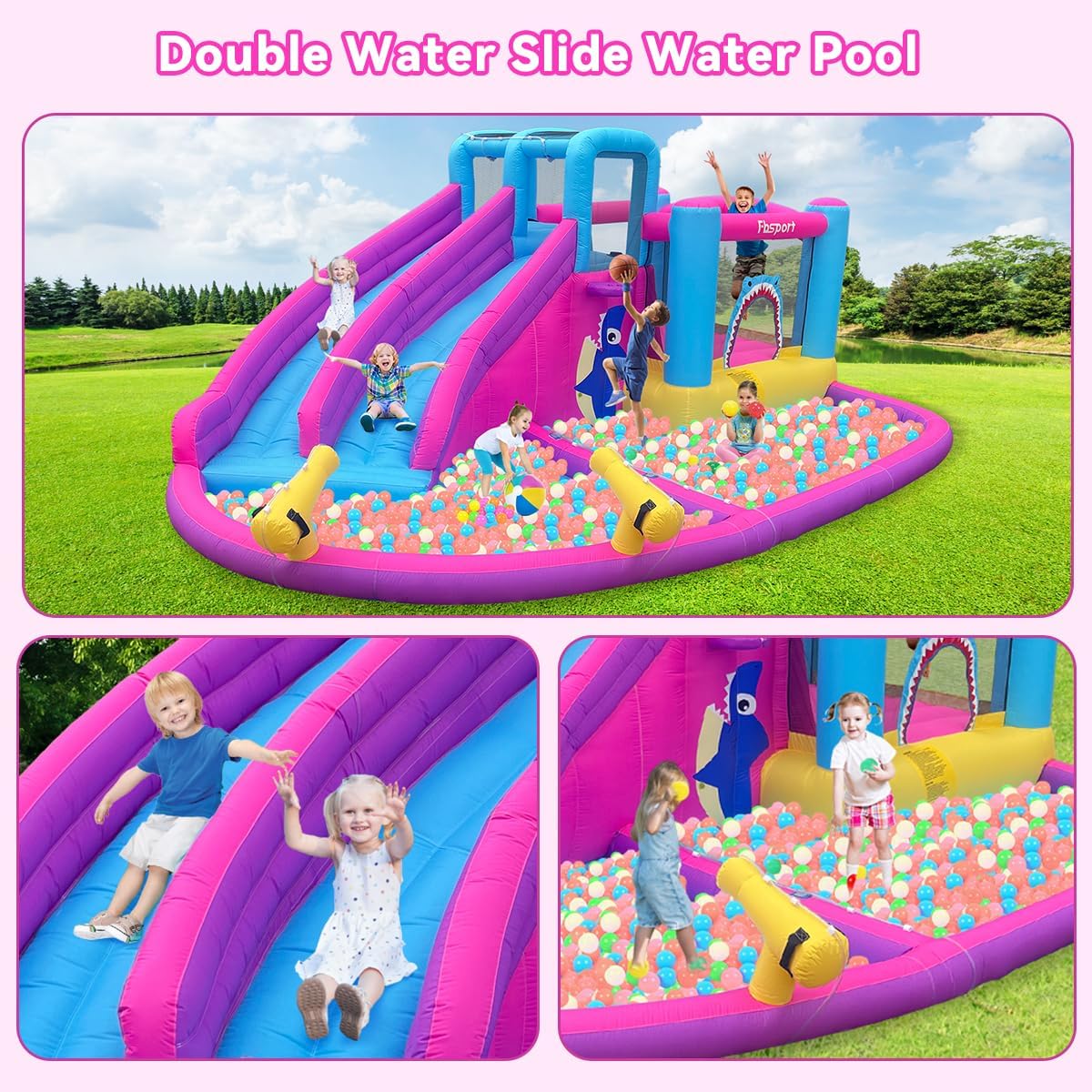 Tweelingwaterglijbaan opblaasb - Kids Outdoor Climbing Wall recensie en prijs